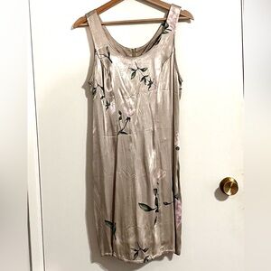 Silky Taupe Floral Tank Dress